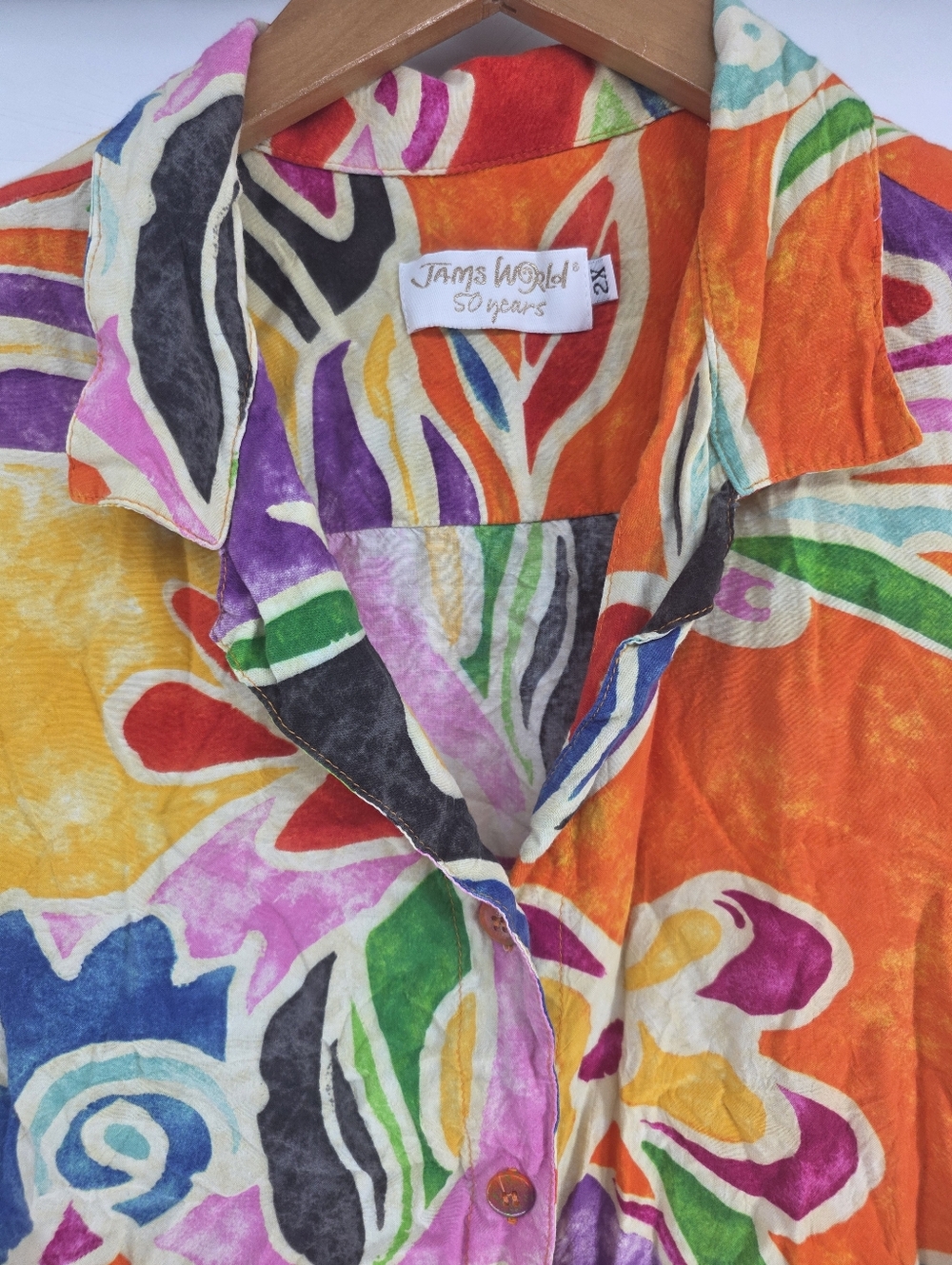 Jams World Shirt Womens Rio 50 Years Artsy Abstract Tribal Floral Flower 2XL